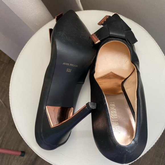 Women’s Black Pointed Toe Bow Pumps High Heels Size 9.5 - Picture 6 of 12